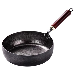 章丘手工锻打煎锅熟铁无涂层不粘家用炒锅烙饼煎牛排加深平底铁锅