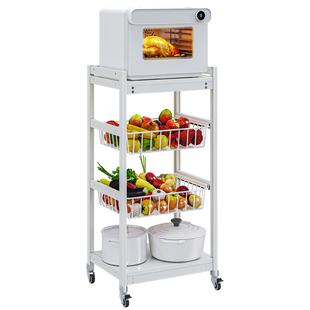 厨房置物架落地多层家用放烤箱微波炉锅架多功能抽拉式蔬菜收纳架