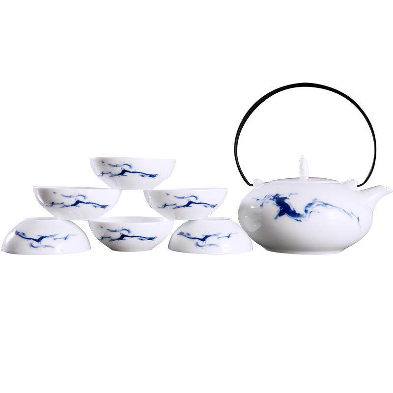 红官窑高白玉瓷釉下彩茶具套装