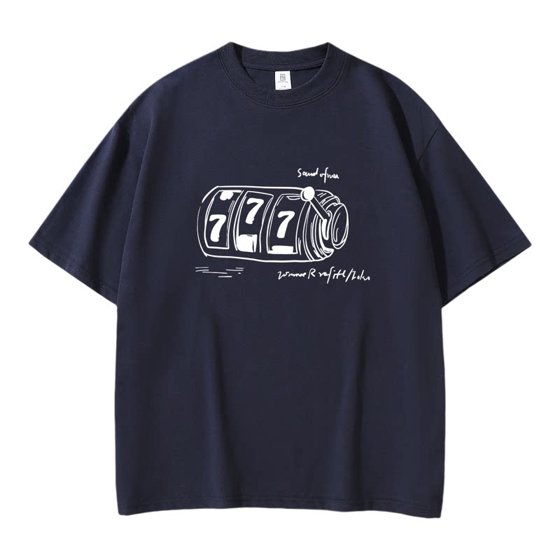 无畏者777手绘涂鸦宽松男T恤上衣