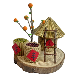 手工diy粮仓小屋材料稻草芦苇废物利用幼儿园农作物制作丰收秋天