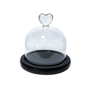 七夕永生花创意防尘玻璃罩爱心顶蛋糕罩手办手模工艺品矮款摆件
