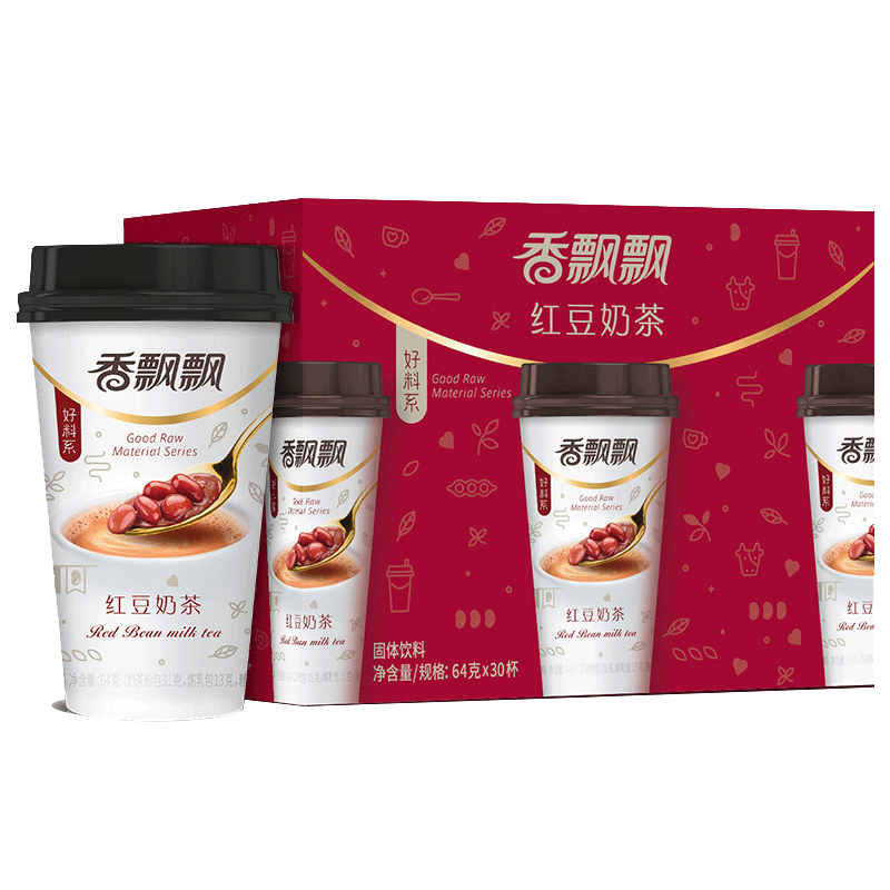 香飘飘奶茶整箱红豆味64g*30杯装