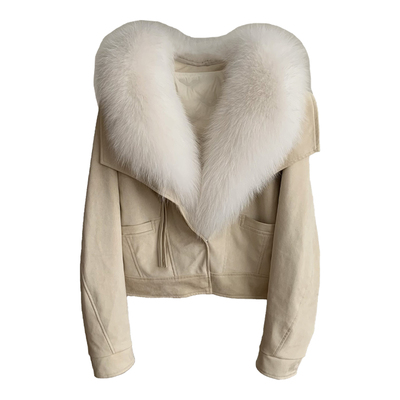 一眼心动！狐狸毛领鹅绒羽绒服麂皮绒2025冬季新款皮草毛毛外套女