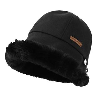 深顶保暖渔夫帽赫本风名牌帽子女秋冬防寒加厚盆帽免毛卷边大沿帽