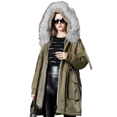 派克服女士外套獭兔毛内胆可脱卸