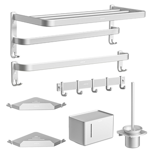 箭牌毛巾架免打孔太空铝五金挂件套装卫生间折叠浴巾架浴室置物架