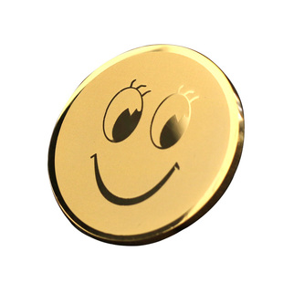 高档笑脸徽章定制 不锈钢金属圆形酒店胸章微笑服务之星胸牌定做