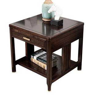 新中式实木角几柜客厅沙发边几方几乌金檀木高端禅意带抽小茶几