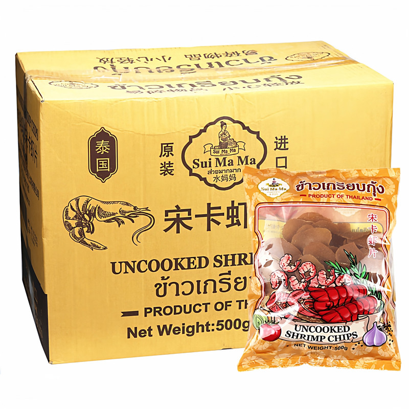 水妈妈宋卡虾片500g*20包整箱原装进口自己炸泰国龙虾片商用批发