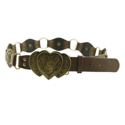 复古美式西部风爱心雕花腰带女