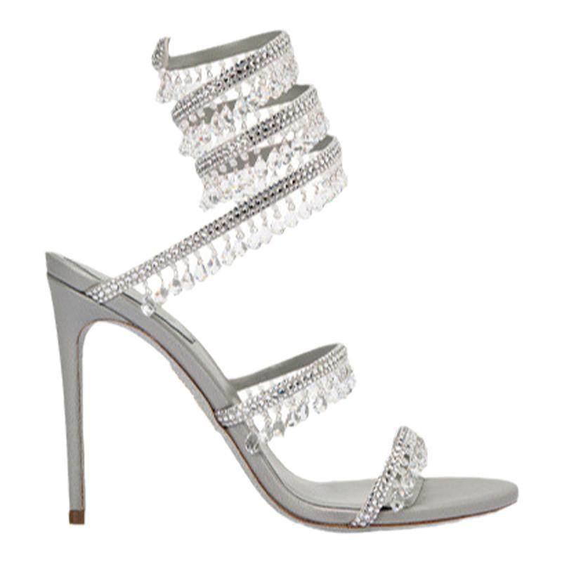 【礼物】RENE CAOVILLA CHANDELIER系列水钻细高跟凉鞋