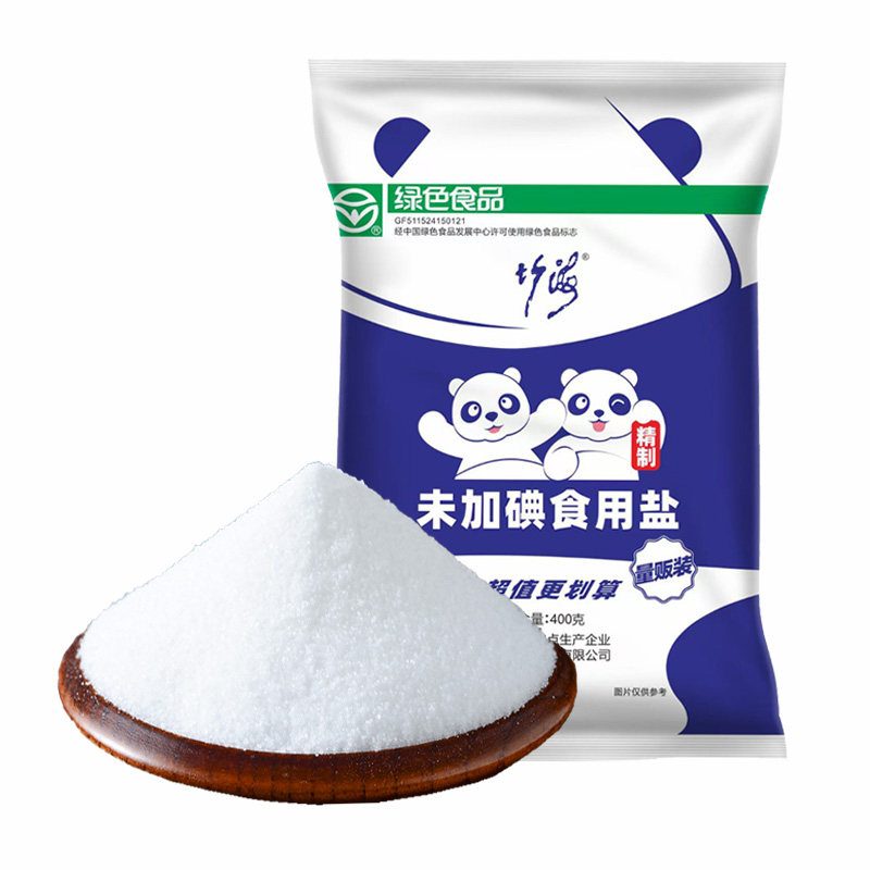 竹海五客半四川食用盐400g/袋0添加抗结剂家用精制细盐调味品料