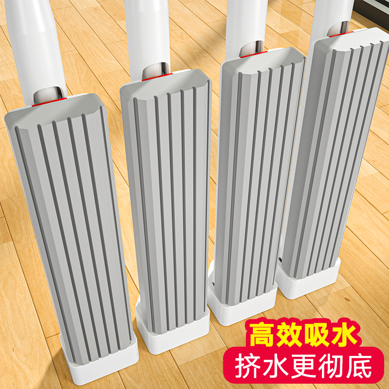 海绵拖把免手洗家用一拖净2024新款滚轮式吸水拖地神器大号胶棉拖