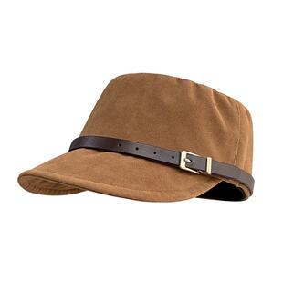 英伦风马术帽女秋冬麂皮绒保暖高级感复古平顶鸭舌帽子时尚报童帽