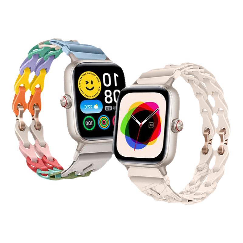 适用VIVO Watch GT手表链式镂空硅胶iqoowatchgt表带watch3运动5智能星辉皓月watch2辰夜黑女生夏天透气表链