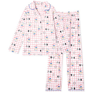 久岁伴儿童睡衣女童夏季开襟家居服套装长袖长裤女宝宝加胸垫外穿