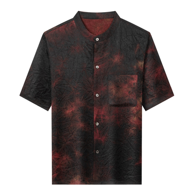 春竹世家男士短袖衬衫真丝绸缎100%桑蚕丝香云纱商务休闲免烫唐装