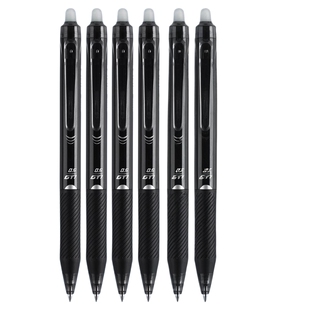 得力按动可擦笔学生专用黑色可擦拭中性笔笔芯三年级摩易擦笔晶蓝