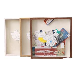 旅行足迹可视化省份地图相框飞机火车票演唱会门票票根纪念收纳框