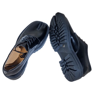 低跟厚底乐福鞋系带分趾鞋矮子乐真皮tabi猪蹄英伦小皮鞋男松糕鞋