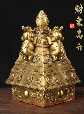 铜财象高升摆件 财位摆件 玄关 办公桌摆件  铜大象摆件 铜象摆件