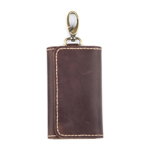 疯马皮手缝牛皮手工DIY材料卡包多功能创意真皮男士腰挂钥匙包004