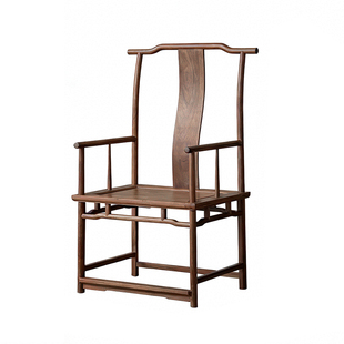 新中式实木官帽椅四出头太师官帽椅胡桃木高背主人椅靠背扶手茶椅