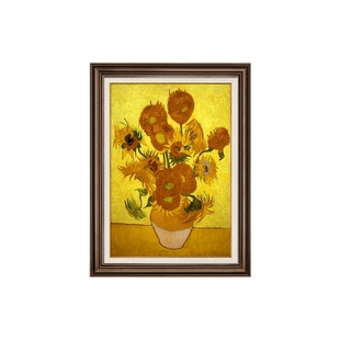 向日葵油画名画装饰画美式入户玄关挂画免打孔客厅壁画肌理高级感
