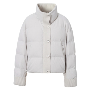 蒋欣代言伊芙丽袖口针织拼接经典泡芙厚羽绒服外套2025冬季新款