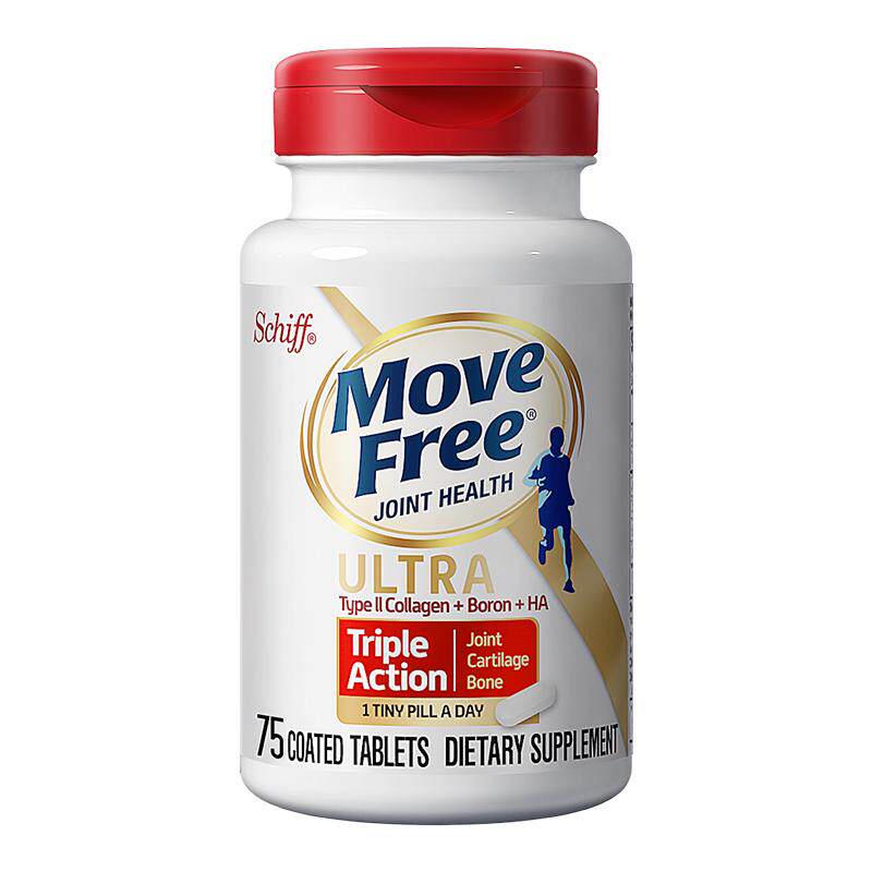 美国进口Schiff Move Free益节骨胶原蛋白软骨素白瓶75粒关节软膏
