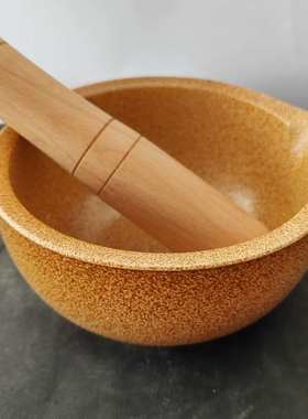 新湘菜擂钵擂皮蛋茄子钵擂辣椒新式圆擂钵碗高原黄色擂香根送木锤