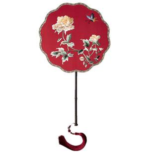 中式婚扇喜扇古风高级红色新娘结婚团扇苏绣双面绣婚礼秀禾扇子