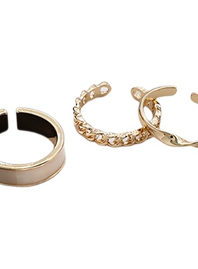 时尚素圈戒指女3件套ins潮流个性冷淡风开口食指戒高级感轻奢指环