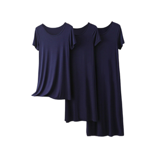 莫代尔短袖裙子夏季薄款女t恤裙中长款打底裙修身显瘦连衣裙睡裙