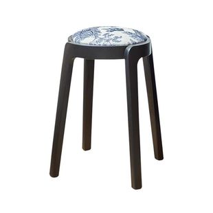 全实木凳子风车凳家用圆凳可叠放板凳客厅中式茶凳餐凳软垫备用