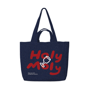 尼睿原创时尚潮流牛仔英文字母手拎帆布包大容量通勤帆布包女AI