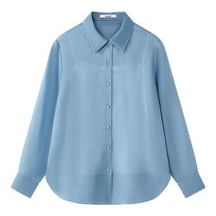 【14MM桑蚕丝】Laurel劳芮新款真丝欧根纱蓝衬衫LWL363C01100