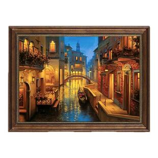 美式手工油画高级客厅挂画复古法式横版装饰画小众欧式卧室风景画