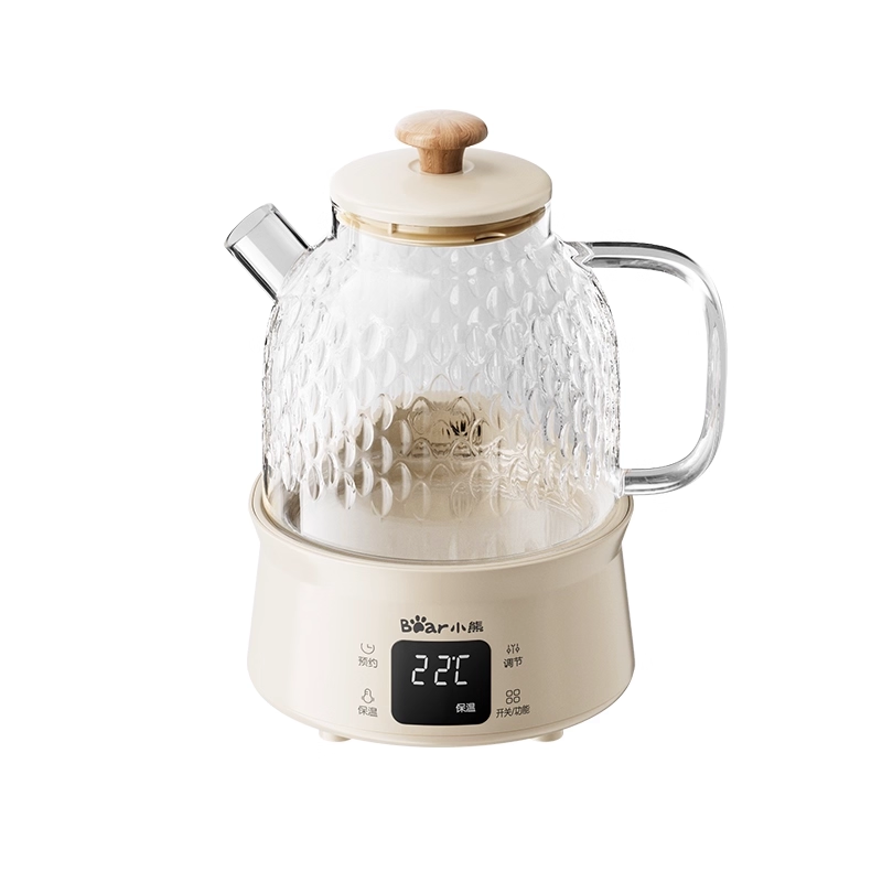 小熊纯全玻璃养生壶办公室小型炖煮一体家用恒温壶花茶壶2025新款