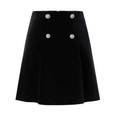 摩萨克丝绒钻扣半身短裙