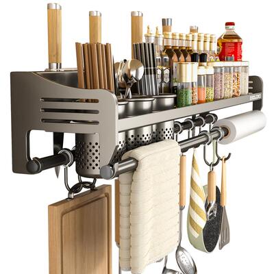 德力西不锈钢免打孔厨房置物架