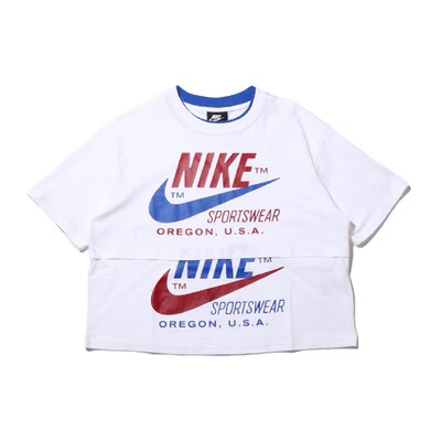 nike耐克夏季女印花双钩logo短袖