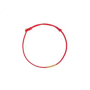 999足金圈转运珠小红绳手链女本命年马红色手绳黄金编织手链礼物