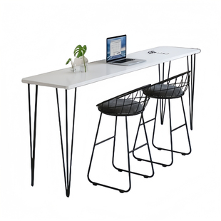 吧台桌子靠墙长条桌奶茶店客厅高脚桌家用靠窗桌阳台吧台桌椅组合