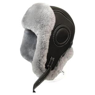 獭兔毛帽子男女冬季羊皮面护耳加厚保暖户外皮草雷锋帽飞行滑雪帽