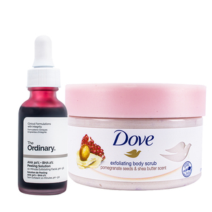 The ordinary果酸水杨酸精华+多芬磨砂膏祛痘去鸡皮刷身体背部