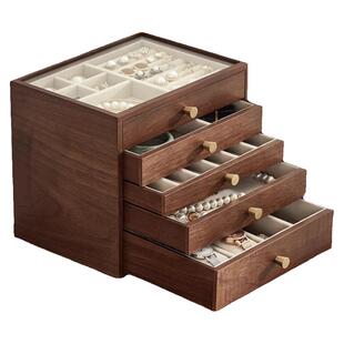 初心木质首饰盒多层大容量珠宝耳环戒指高档饰品收纳盒防氧化结婚