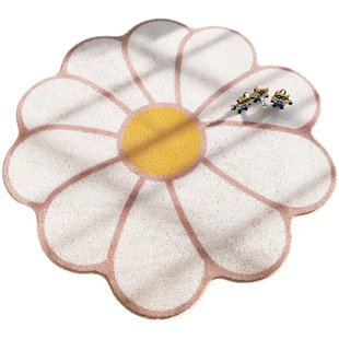 圆形地毯卧室小清新简约花朵沙发茶几毯轻奢高级北欧网红房床边毯