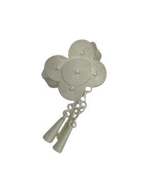 苗银哑光白民族风雕刻花朵坠戒指